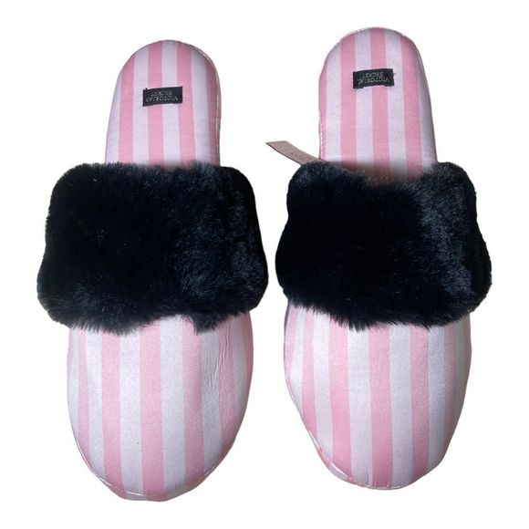 Victoria Secret PINK Striped Slippers - Picture 1 of 9